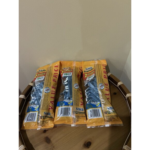 Lot of 3 -Schick Disposable Razors ST2 Slim Twin 12 pack Twin Blade NOS 36 Total - Picture 2 of 2